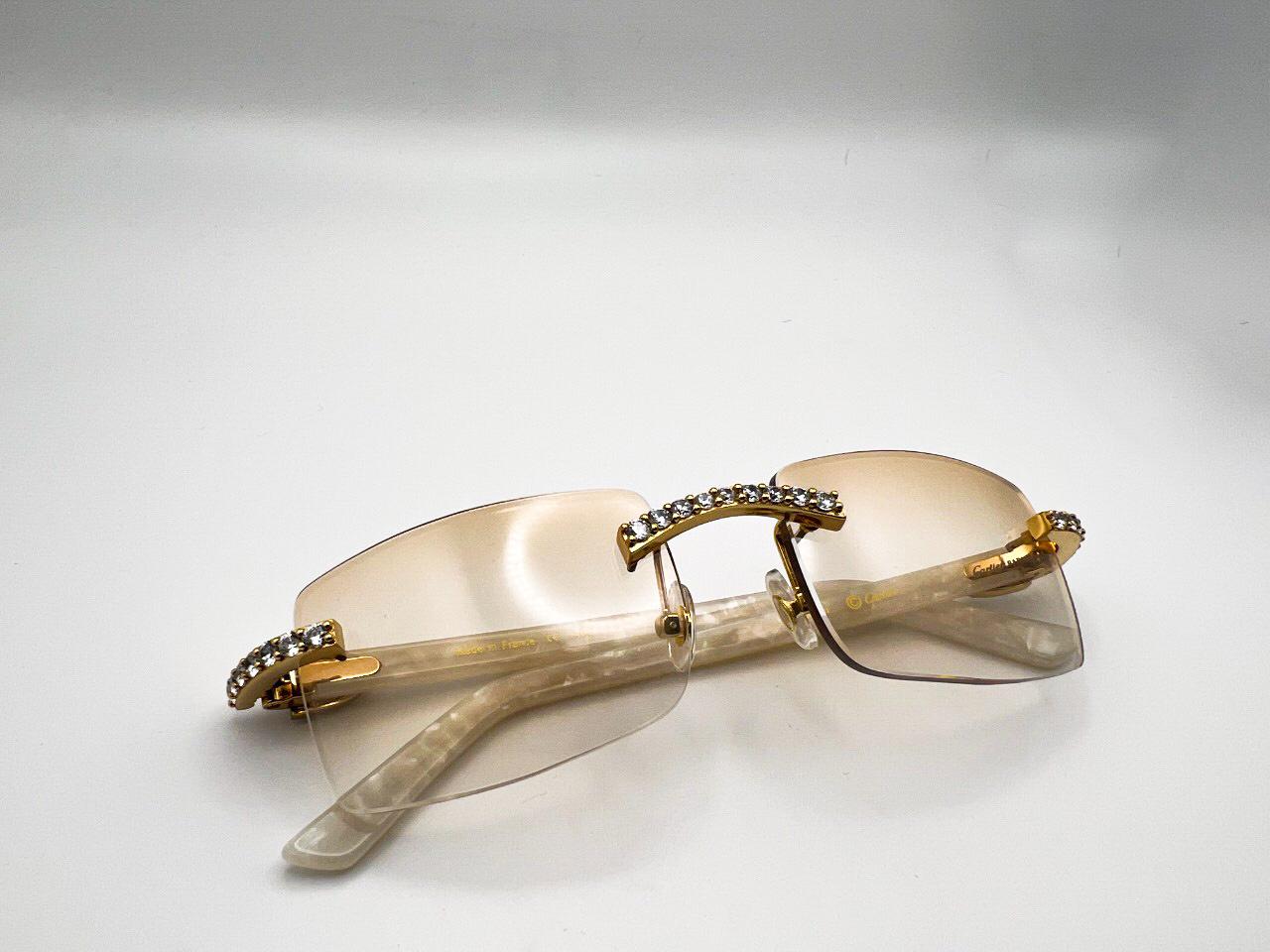 Decor Small C White Acetate Marbles #10 Gradient Brown Transition Lenses