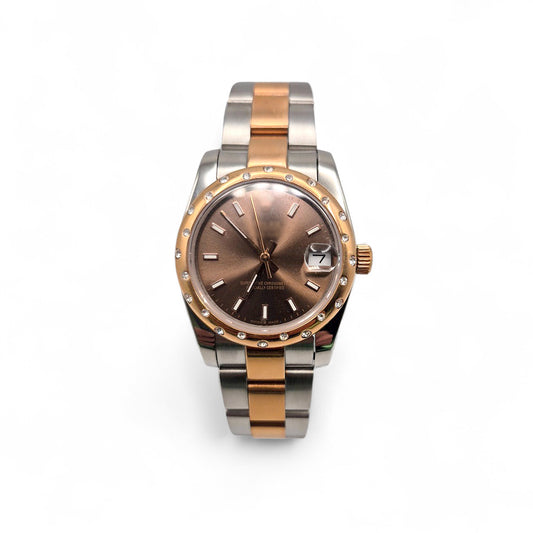 RLX DTJ - Two-Tone Watch - Brown Dial (Scattered Diamonds Bezel)