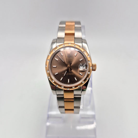 RLX DTJ - Two-Tone Watch - Brown Dial (Scattered Diamonds Bezel)