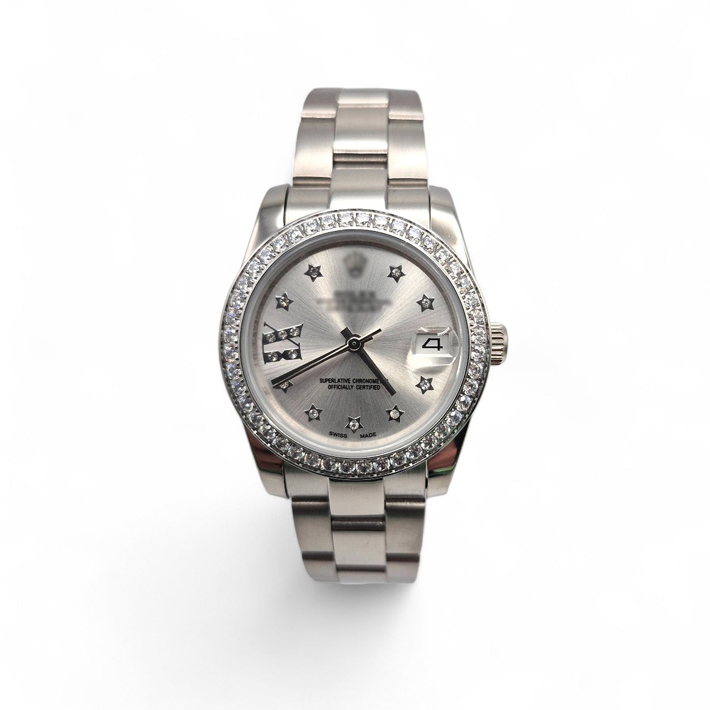 RLX DTJ - Silver Watch - Silver Dial (Diamonds Bezel)
