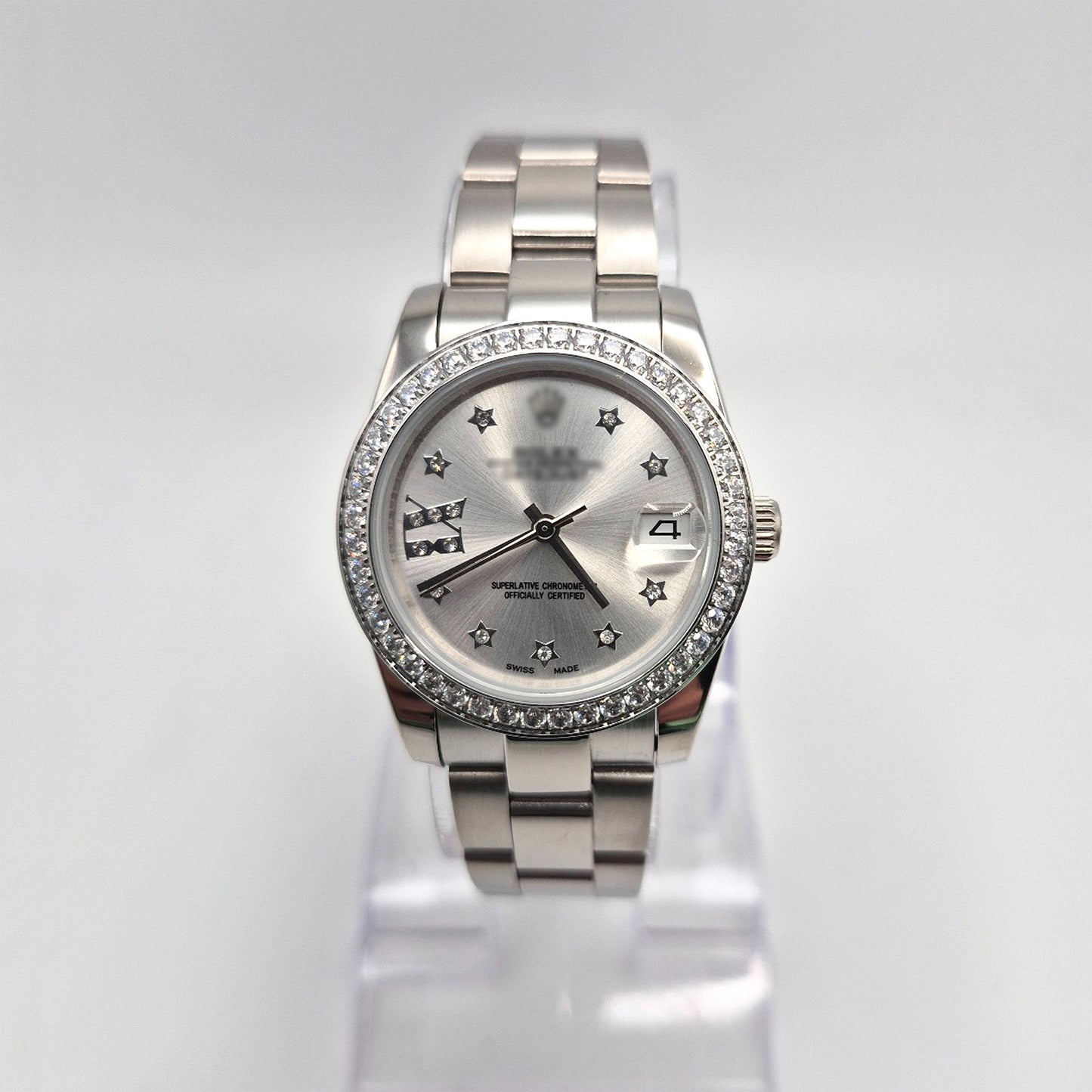 RLX DTJ - Silver Watch - Silver Dial (Diamonds Bezel)