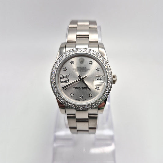 RLX DTJ - Silver Watch - Silver Dial (Diamonds Bezel)