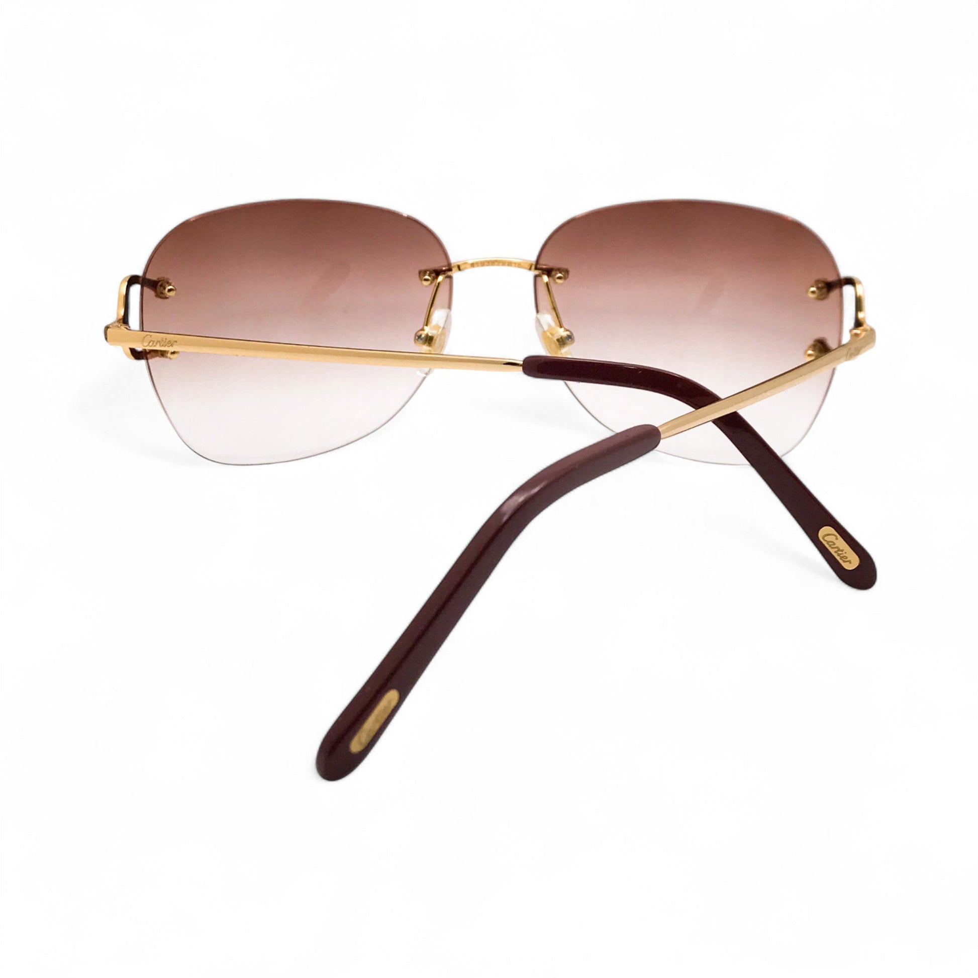 Big C Decor - Gold Wires Sunglasses w/ Hennessy Brown Lenses (2000s) - Luxury Optical
