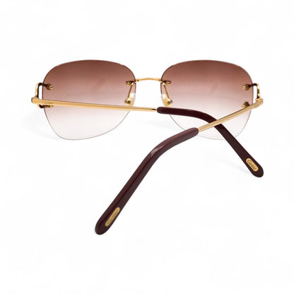 Big C Decor - Gold Wires Sunglasses w/ Hennessy Brown Lenses (2000s) - Luxury Optical