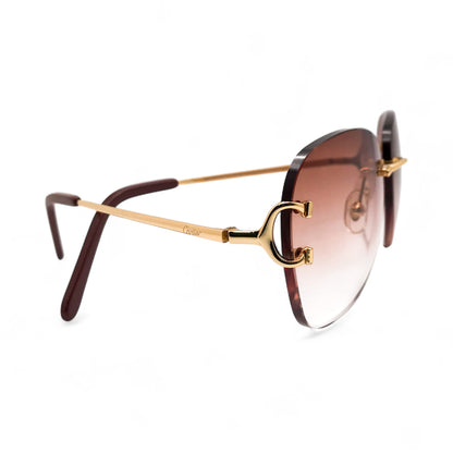 Big C Decor - Gold Wires Sunglasses w/ Hennessy Brown Lenses (2000s) - Luxury Optical