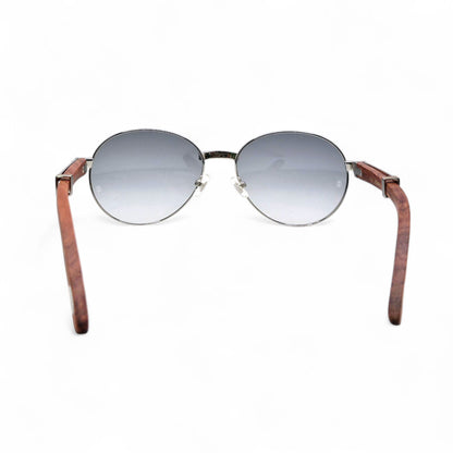 Bagatelle (Iced - Moissanite) - 55-18 Silver Woods Sunglasses w/ Round Lenses - Moissanite Diamonds Set (90s) - Luxury Optical