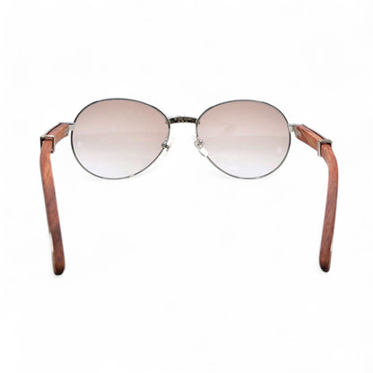 Bagatelle (Iced - Moissanite) - 55-18 Silver Woods Sunglasses w/ Round Lenses - Moissanite Diamonds Set (90s) - Luxury Optical