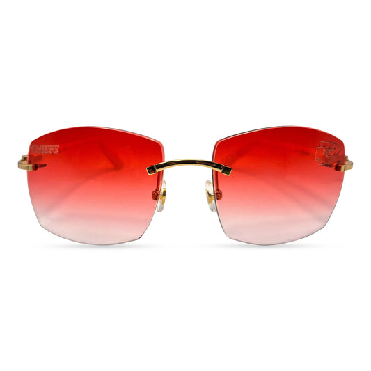 C Decor "KC Chiefs" - Gold White Marbles/Woods Sunglasses w/ Custom Lenses (2025)