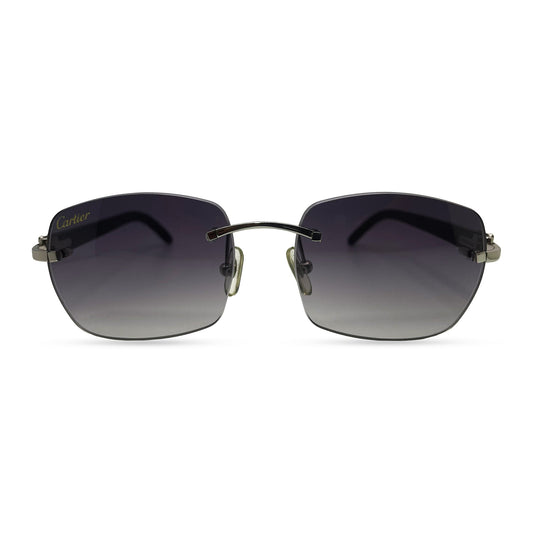 C Decor Buffs - Silver Black Genuine Horn Sunglasses (2010s)
