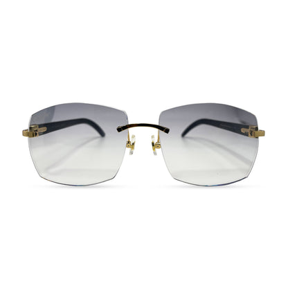 C Decor Buffs - Gold Black Genuine Horn Sunglasses (2010s) - Luxury Optical