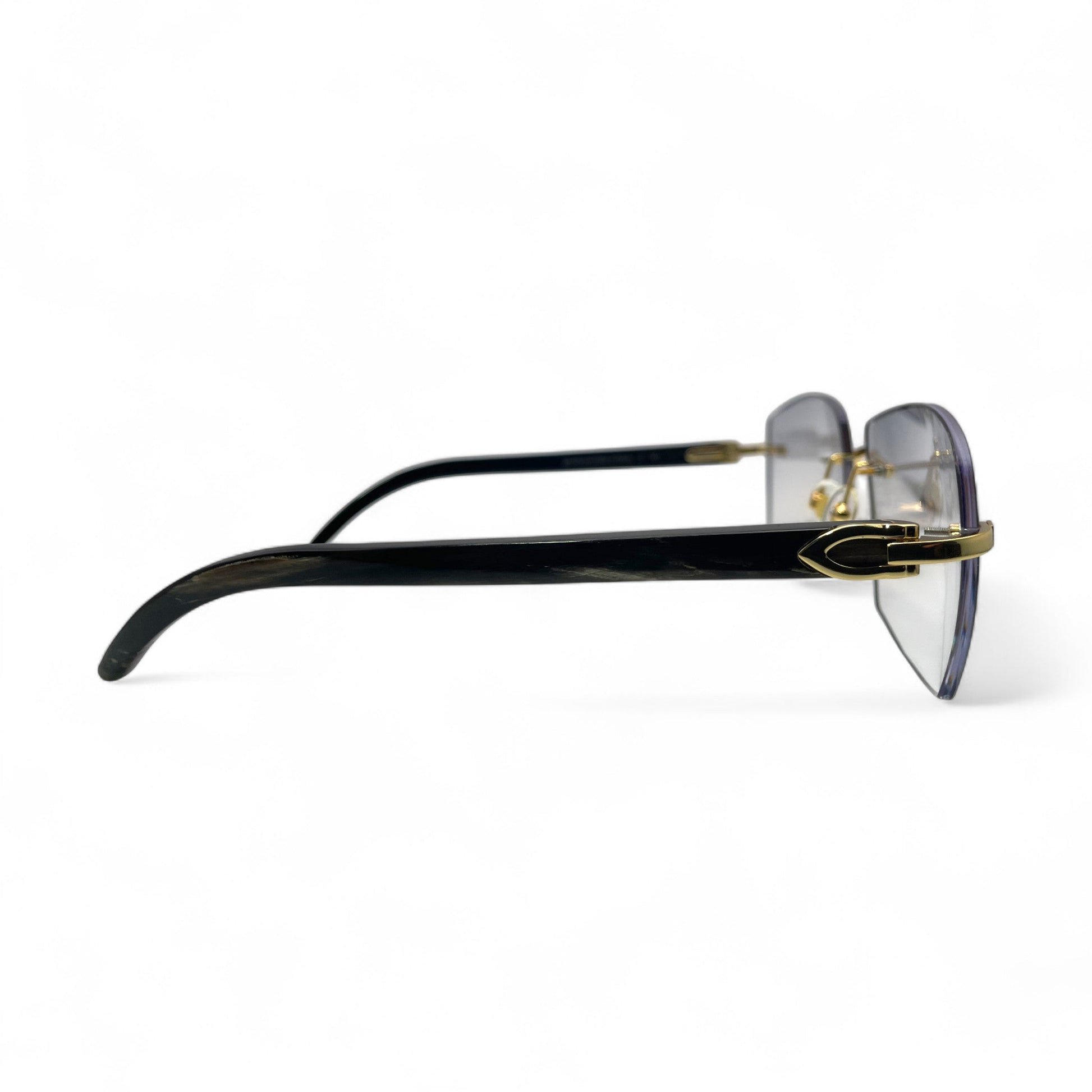 C Decor Buffs - Gold Black Genuine Horn Sunglasses (2010s) - Luxury Optical