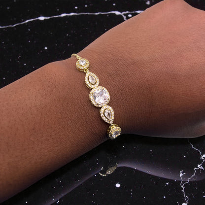 Diamond 5-Stone Bracelet - Gold