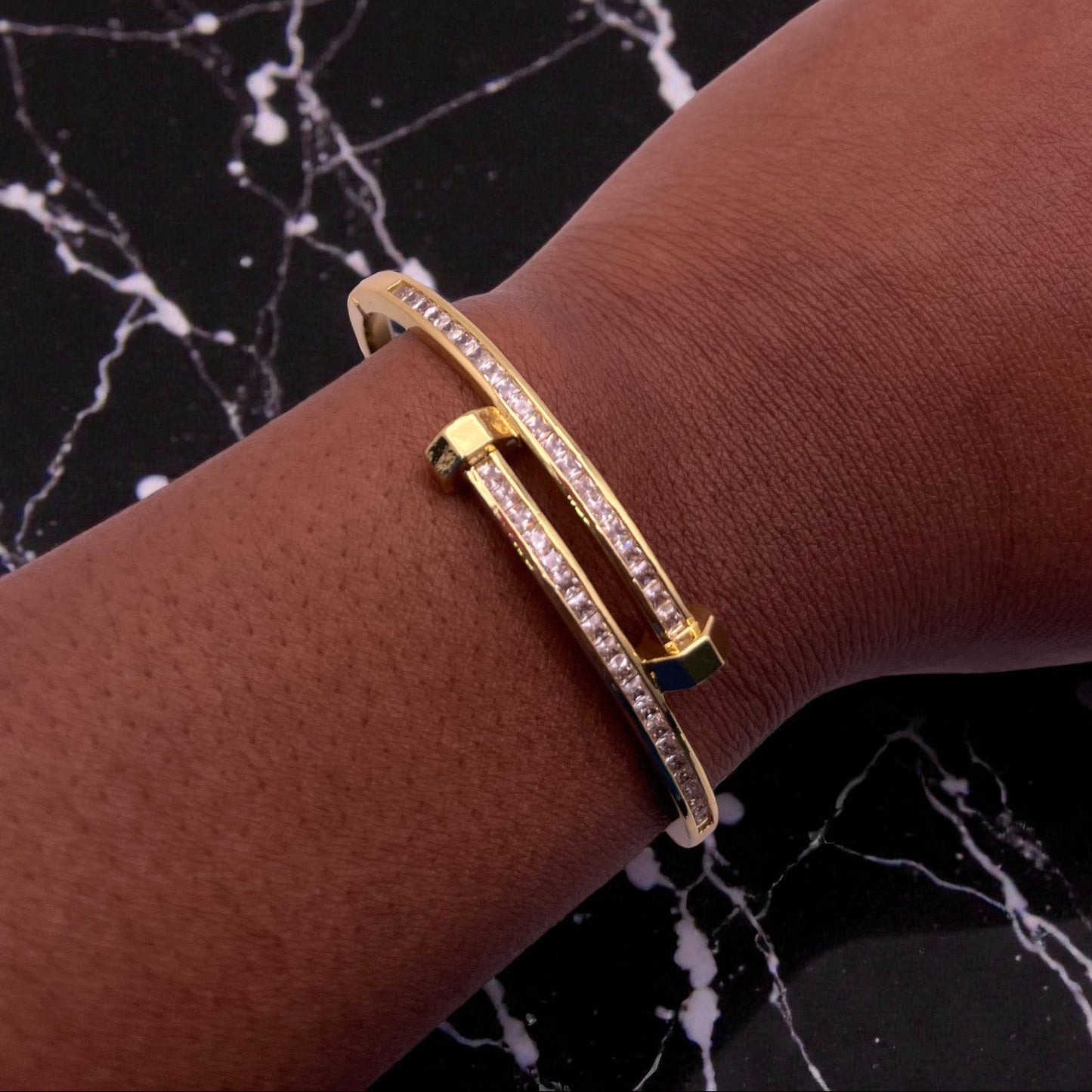 Diamond Nail Bracelet - Gold