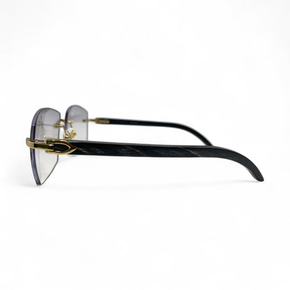 C Decor Buffs - Gold Black Genuine Horn Sunglasses (2010s) - Luxury Optical