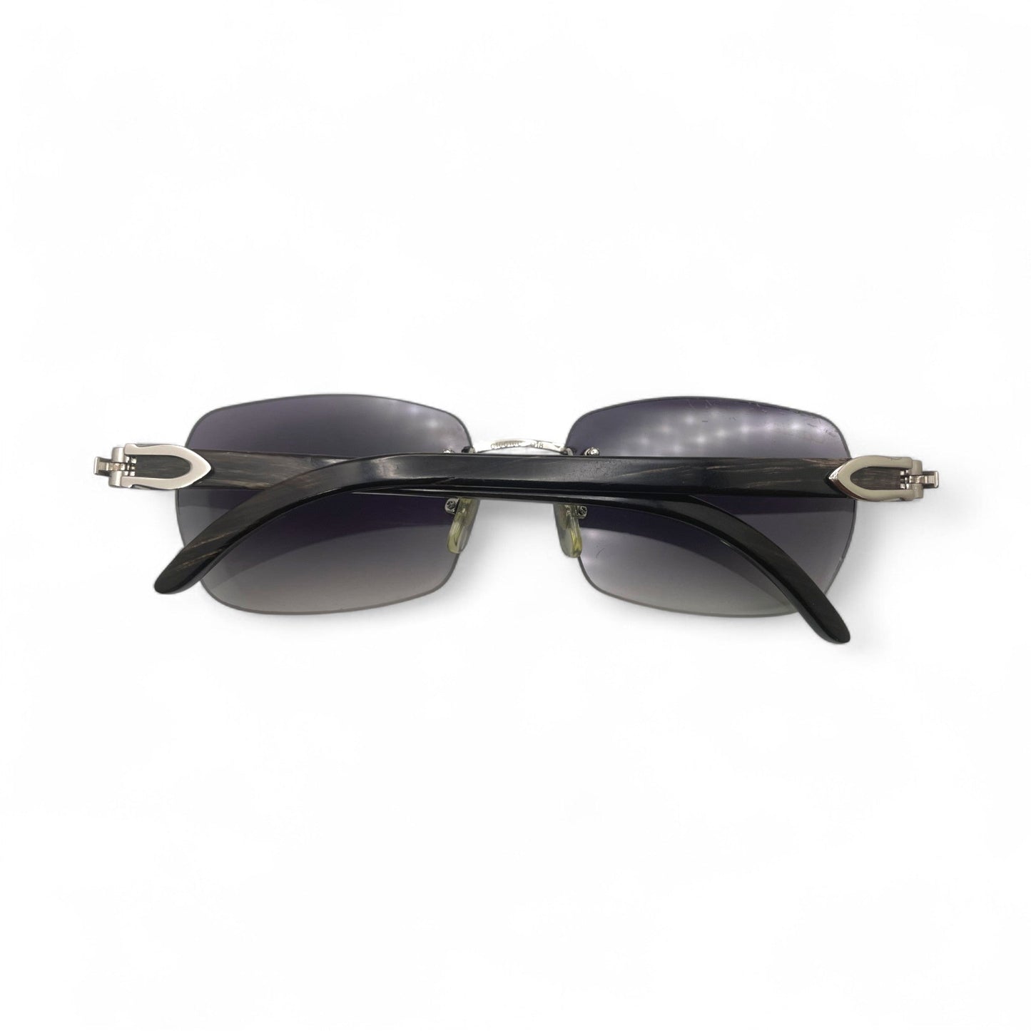 C Decor Buffs - Silver Black Genuine Horn Sunglasses (2010s)