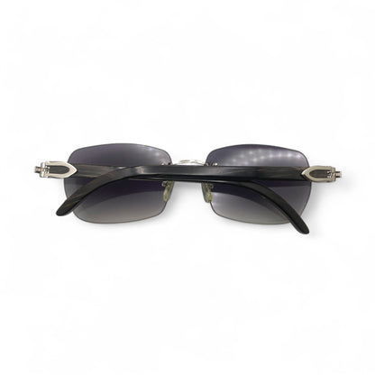 C Decor Buffs - Silver Black Genuine Horn Sunglasses (2010s)