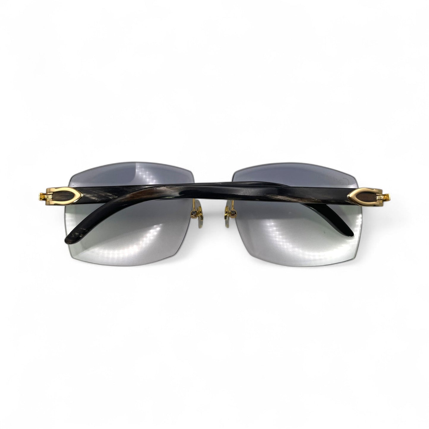 C Decor Buffs - Gold Black Genuine Horn Sunglasses (2010s) - Luxury Optical