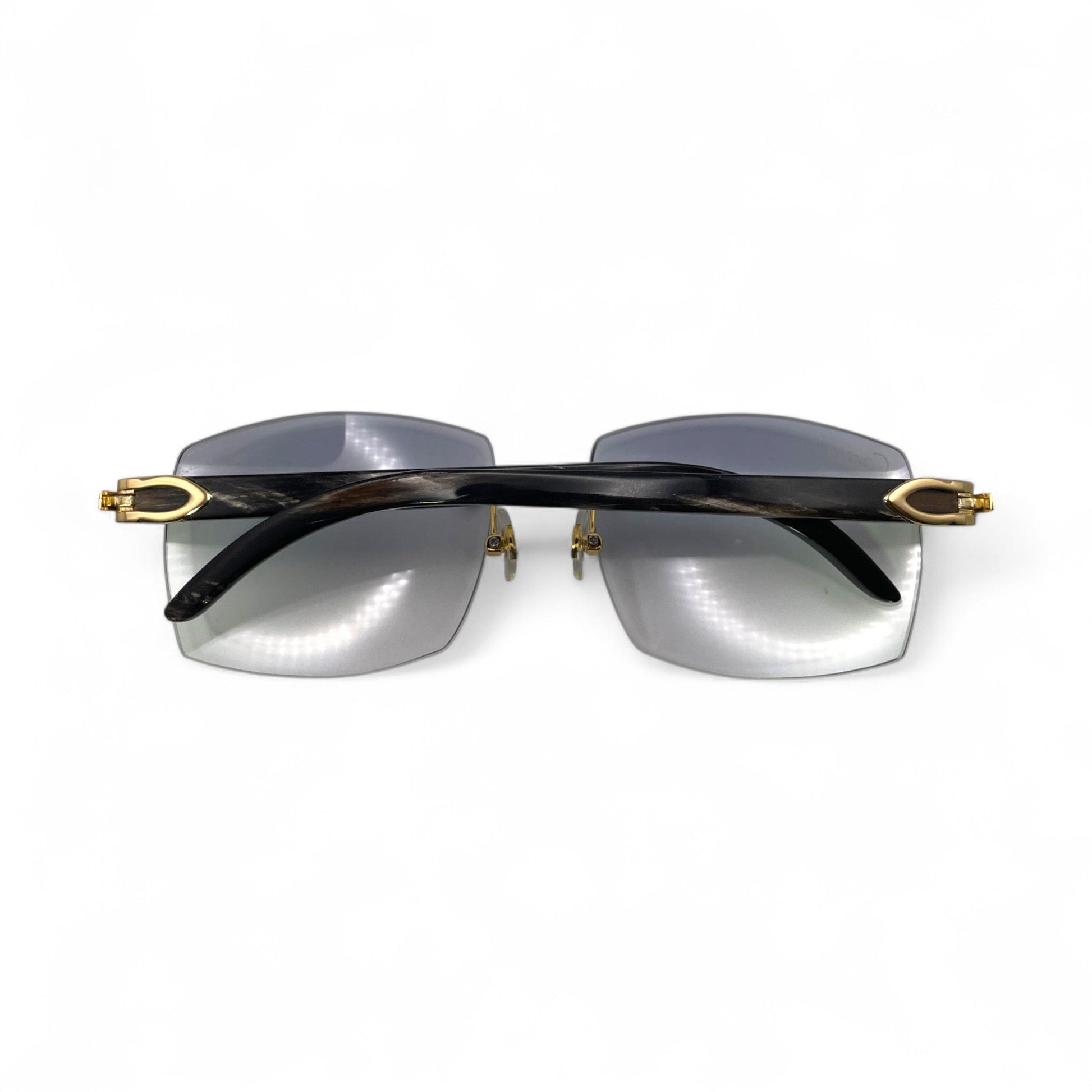 C Decor Buffs - Gold Black Genuine Horn Sunglasses (2010s) - Luxury Optical