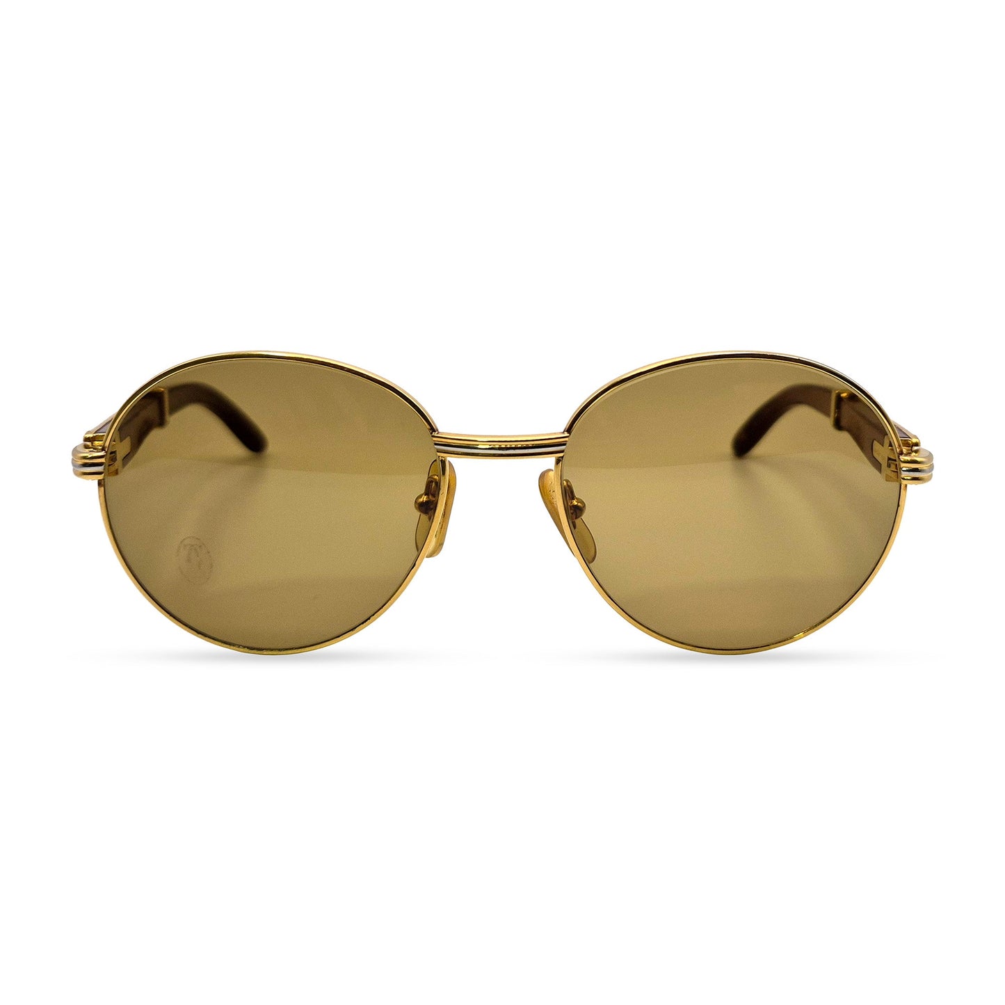 Authentic Cartier Bagatelle - 55-18 Vintage Gold Woods Sunglasses  w/ Brown Lenses (90s)
