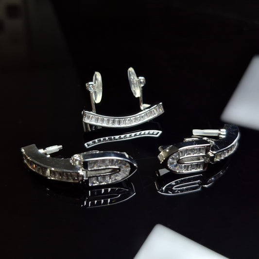 C Decor Moissanite Diamonds Baguette Channel Set - Silver
