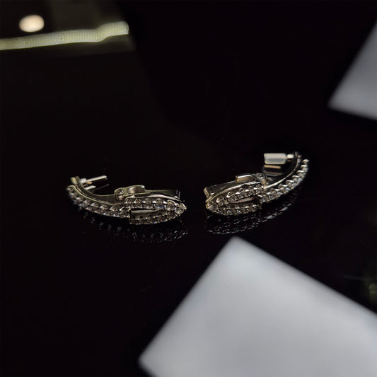 Cartier C Decor Diamonds Prong Set Temples - Silver (Pair)