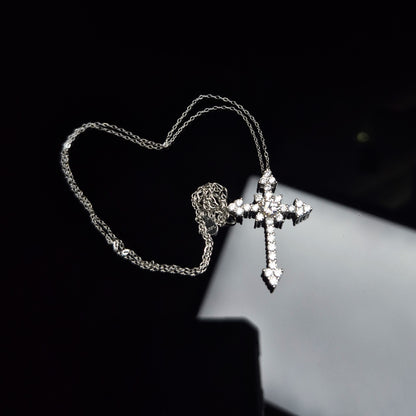 S925 Moissanite Diamond Cross Pendant & Necklace
