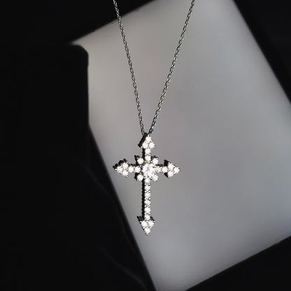 S925 Moissanite Diamond Cross Pendant & Necklace