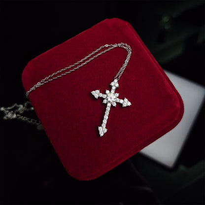 S925 Moissanite Diamond Cross Pendant & Necklace