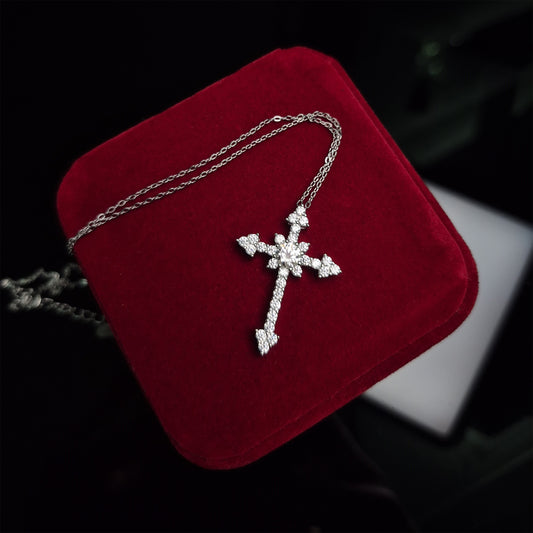 S925 Moissanite Diamond Cross Pendant & Necklace