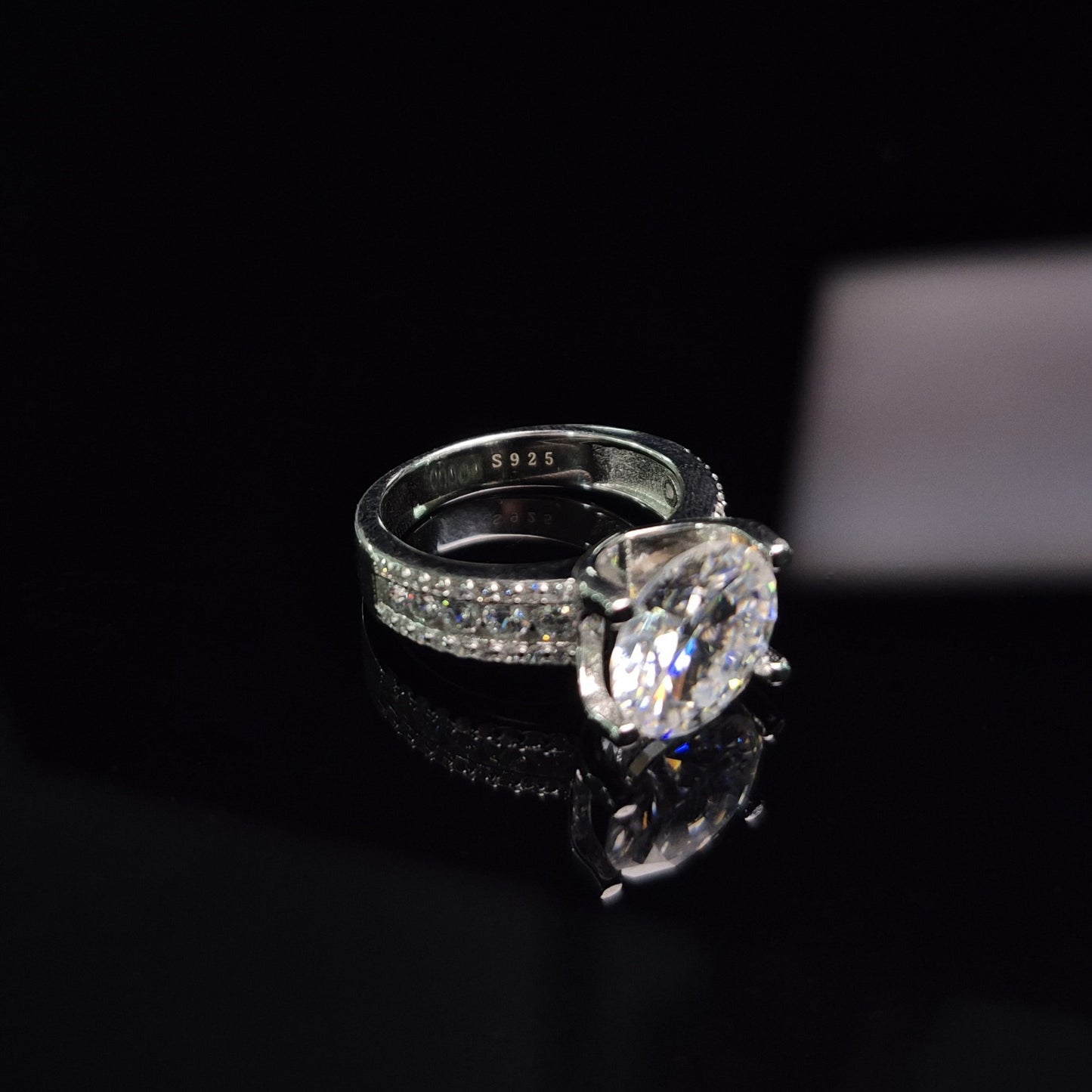 S925 Cocktail Moissanite Diamond Ring - 4-Prong Set