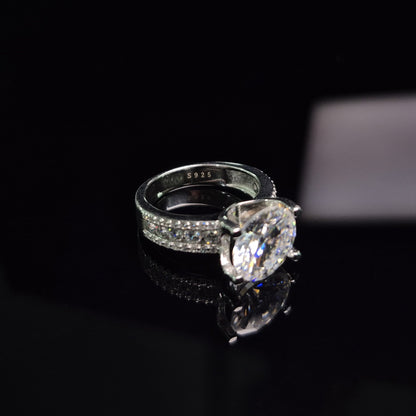 S925 Cocktail Moissanite Diamond Ring - 4-Prong Set