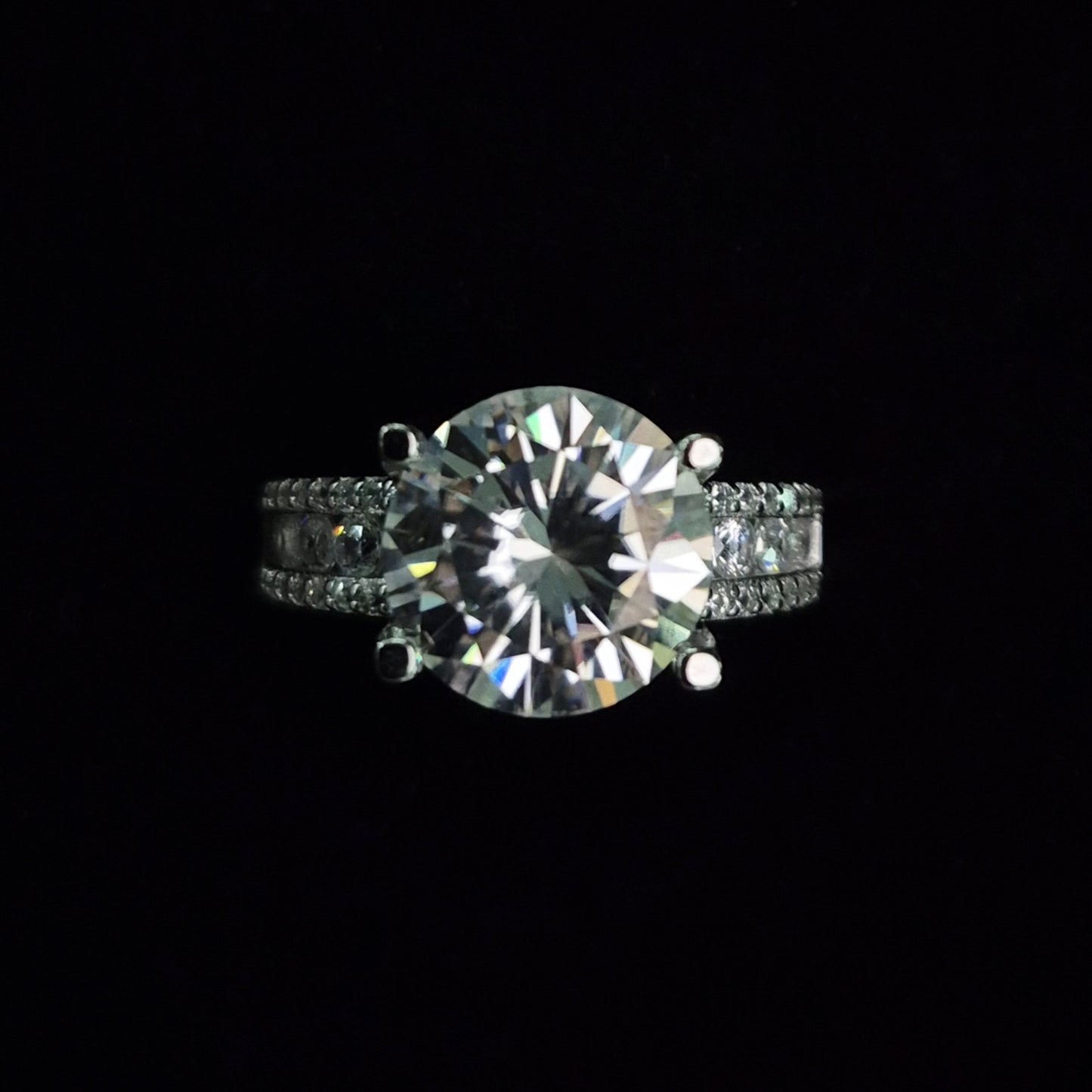 S925 Cocktail Moissanite Diamond Ring - 4-Prong Set