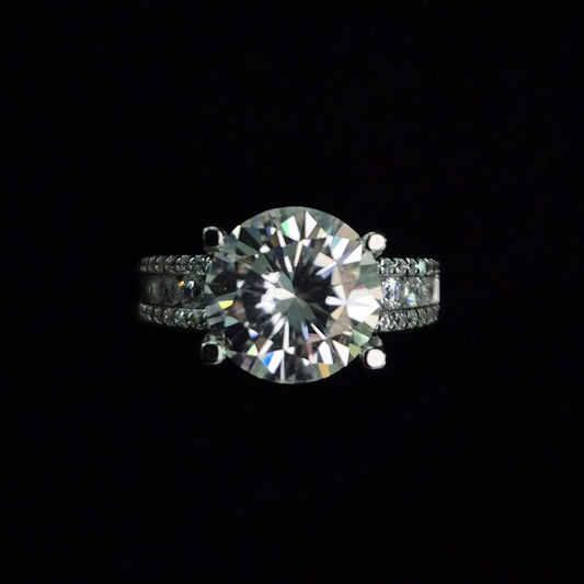 S925 Cocktail Moissanite Diamond Ring - 4-Prong Set