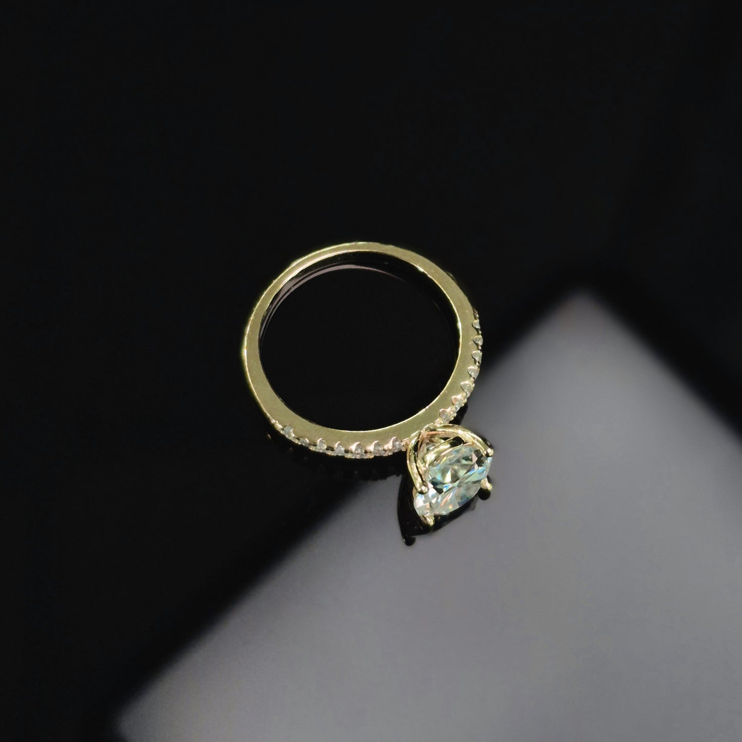 S925 Gold Solitaire Moissanite Diamond Ring & Band - 2pc Set