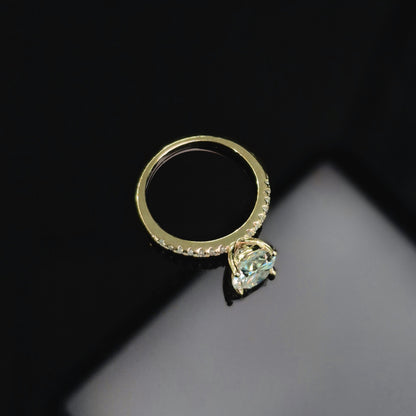 S925 Gold Solitaire Moissanite Diamond Ring & Band - 2pc Set