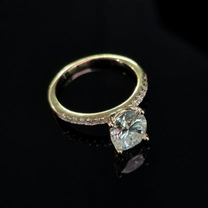 S925 Gold Solitaire Moissanite Diamond Ring & Band - 2pc Set