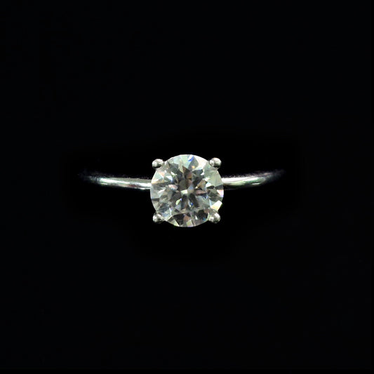 S925 Solitarie Moissanite Diamond Ring - 4-Prong Set