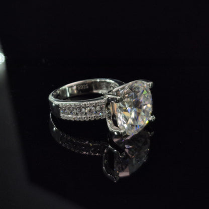 S925 Cocktail Moissanite Diamond Ring - 4-Prong Set