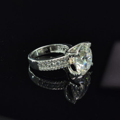 S925 Cocktail Moissanite Diamond Ring - 4-Prong Set