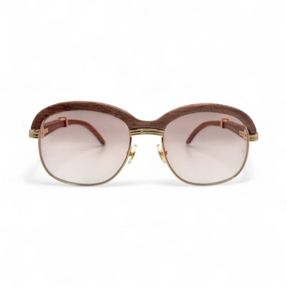 Malmaison - 56-16 Gold Woods Sunglasses w/ Light Hennessy Brown Lenses (90s) - Luxury Optical