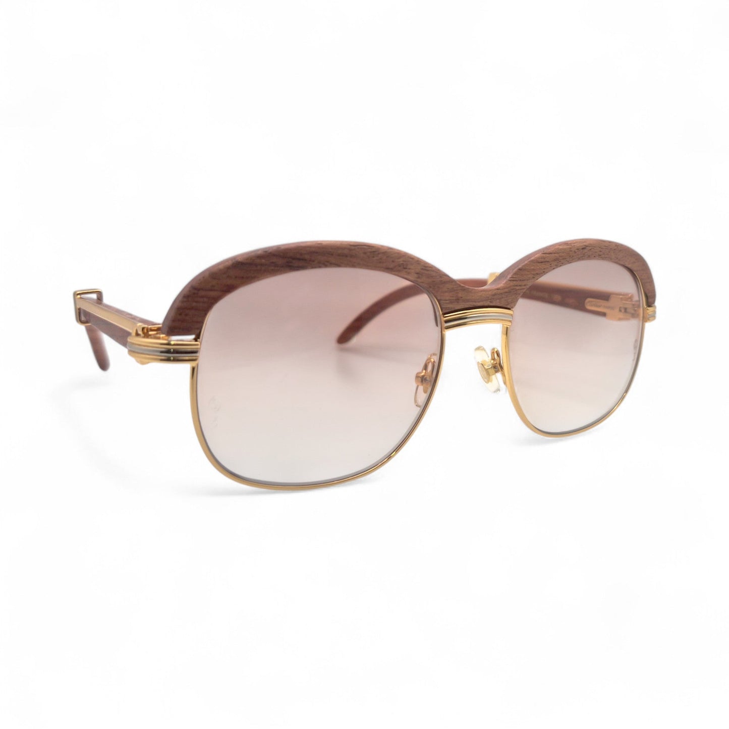 Malmaison - 56-16 Gold Woods Sunglasses w/ Light Hennessy Brown Lenses (90s) - Luxury Optical