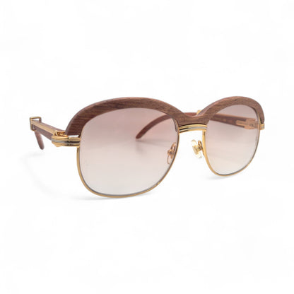 Malmaison - 56-16 Gold Woods Sunglasses w/ Light Hennessy Brown Lenses (90s) - Luxury Optical