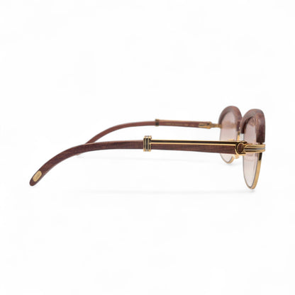 Malmaison - 56-16 Gold Woods Sunglasses w/ Light Hennessy Brown Lenses (90s) - Luxury Optical