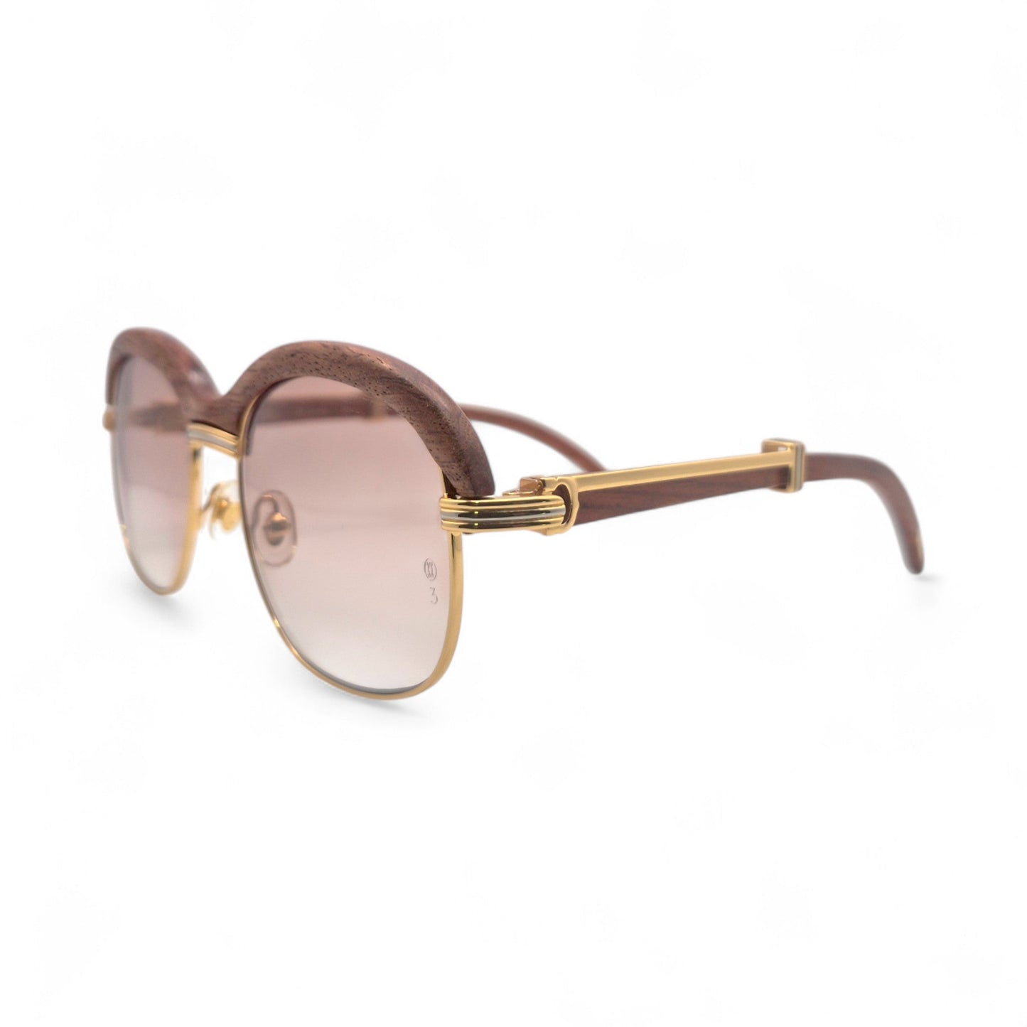 Malmaison - 56-16 Gold Woods Sunglasses w/ Light Hennessy Brown Lenses (90s) - Luxury Optical