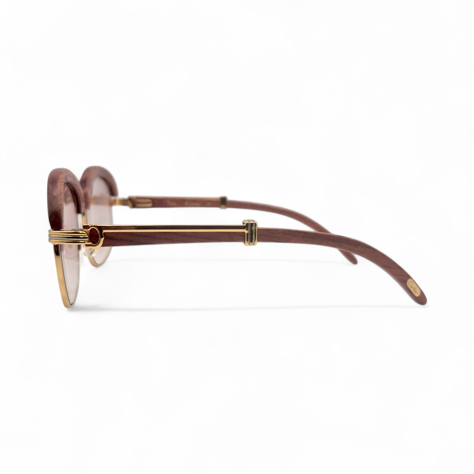 Malmaison - 56-16 Gold Woods Sunglasses w/ Light Hennessy Brown Lenses (90s) - Luxury Optical