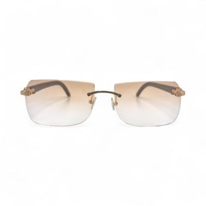 C Decor Buffs - Gold White Genuine Horn Sunglasses (2010s) - Luxury Optical