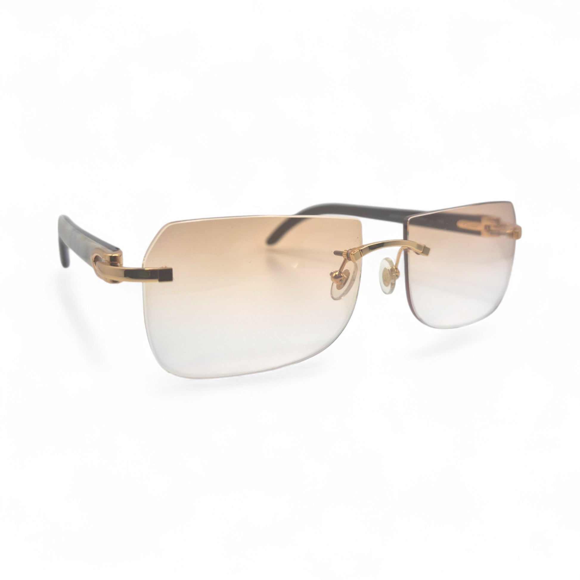 C Decor Buffs - Gold White Genuine Horn Sunglasses (2010s) - Luxury Optical