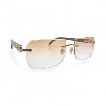 C Decor Buffs - Gold White Genuine Horn Sunglasses (2010s) - Luxury Optical