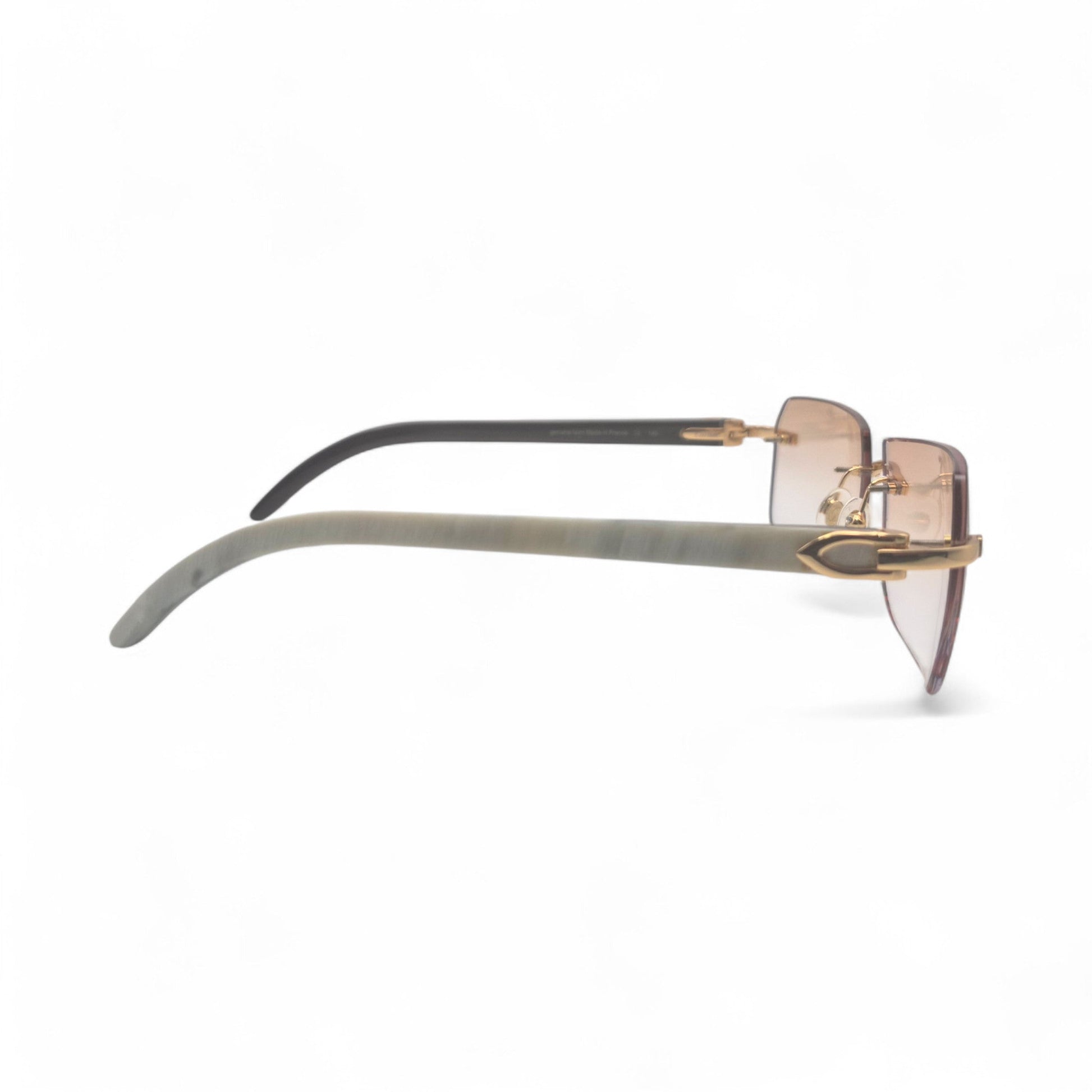 C Decor Buffs - Gold White Genuine Horn Sunglasses (2010s) - Luxury Optical