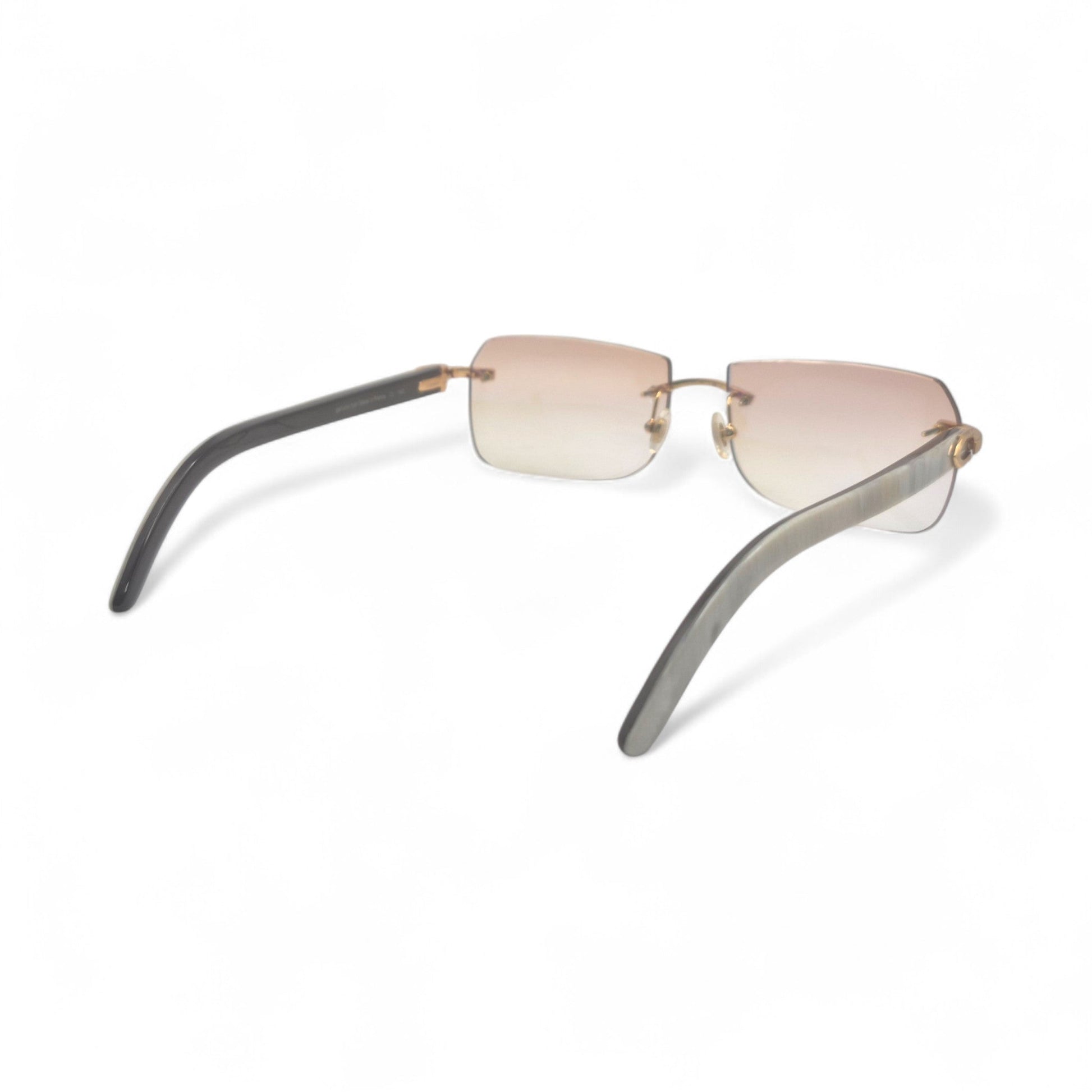 C Decor Buffs - Gold White Genuine Horn Sunglasses (2010s) - Luxury Optical